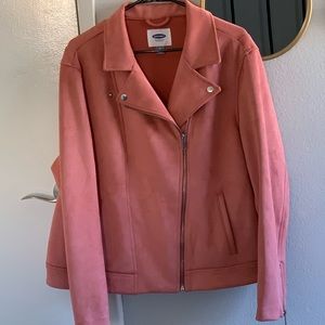 Old Navy Pink faux suede Moto jacket size XL